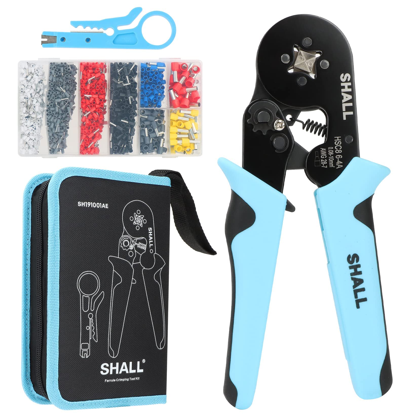Shall Crimper Plier Set, AWG 28-7 (0.08-10mm²) Electrical Wire connectors, Crimping Plier with 1800 Terminal Crimp Connectors,with Tool Bag