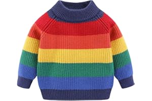 Mud Kingdom Cute Little Boys Girls Sweater Colorful Rainbow Stripe Pullover