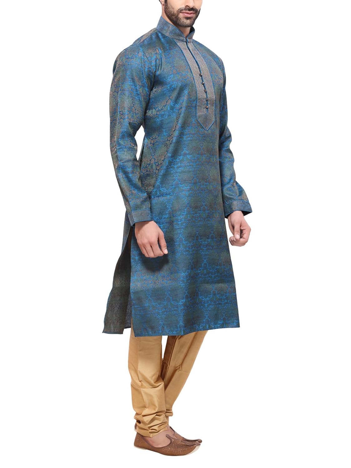 rg designers ethnic men's blue kurta pyjama