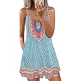 ETCYY Women's Summer Dresses 2026 Casual Sleeveless V Neck Loose Cover Up Beach Sundresses with Pockets