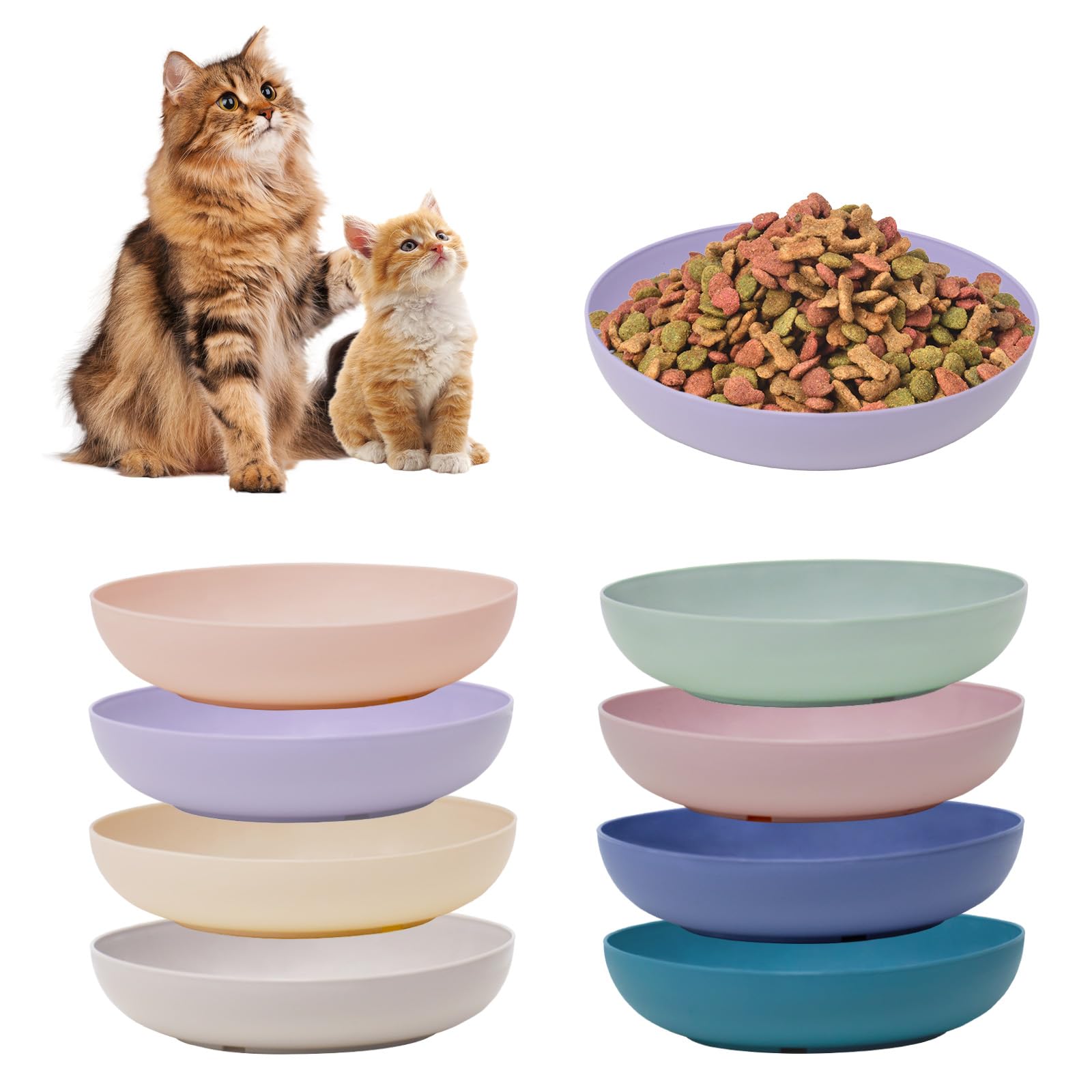 Photo 1 of [8 Pack] Cat Dishes Whisker Friendly, Shallow Wide Pet Food and Water Bowl, Durable Wheat Straw Cat Bowls for Indoor Outdoor Cats