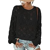 Eddoyee Womens Corchet Swimsuit Coverup Hollow Out Long Sleeve Bikini Swimwear Cover Ups Mesh Pullover Tops