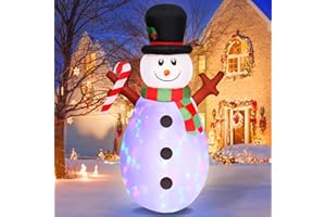 Danxilu 5 FT Christmas Inflatables Snowman with Colorful Rotating Led Lights Outdoor Yard Decorations, Blow Up Cute Snowman Xmas Frosty Winter Decor Clearance for Indoor Lawn Garden Holiday Party