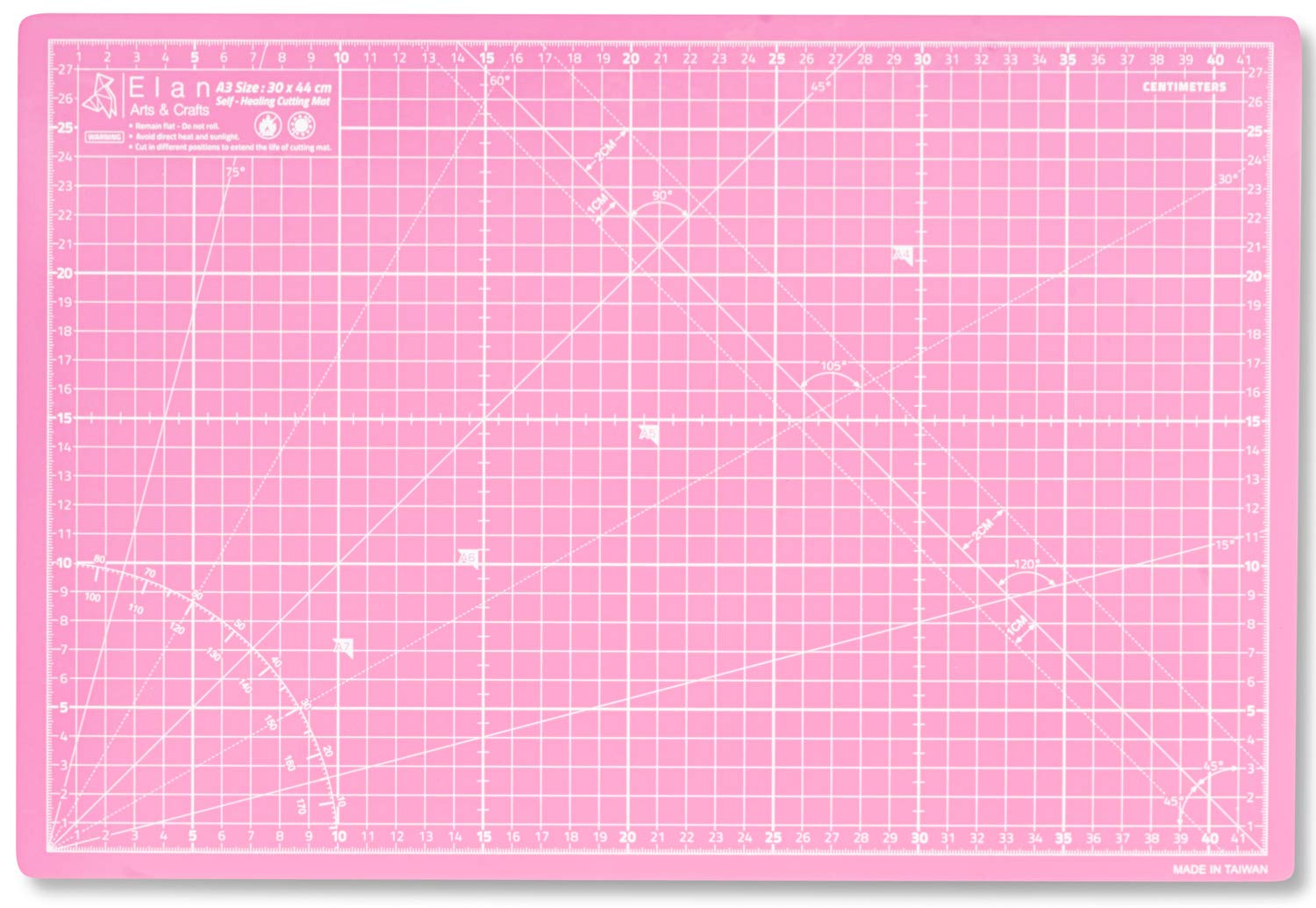 Elan A3 Cutting Mat Pink and Purple, 5-Ply Hobby Board for Crafts 44X30 CM, Self Healing Cutting Mat A3, Recycled PVC Craft Board for Sewing