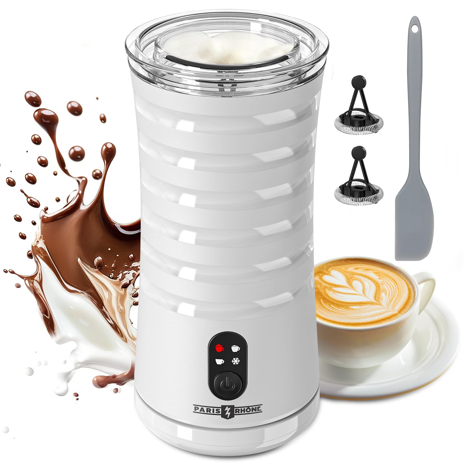 Photo 1 of Paris Rhône Milk Frother, 4-in-1 Milk Steamer and Frother, Hot & Cold Foam Milk Warmer with Temperature Control, Auto Shut-Off Frothers for Coffee, Latte, Cappuccino, Macchiato