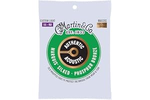 Martin Authentic Acoustic® Marquis® Silked Guitar Strings – Phosphor Bronze, Custom Light Gauge | Warm, Balanced Tone with Bridge Protection | Silk-Wrapped Ball Ends