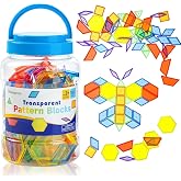 Odoorgames 140 Pcs Translucent Pattern Blocks, Geometric Shapes Toys | Light Table Accessories, Math Manipulatives for Educational Activities in Preschool Classrooms