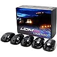 iJDMTOY 5pcs Amber LED Cab Roof Top Marker Running Lights Compatible with Truck SUV 4x4 (Black Smoked Lens Lamps)