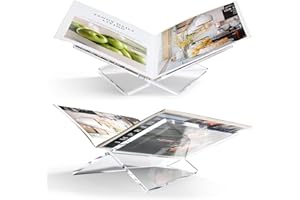 UIKJOY Acrylic Book Stand Large Clear Acrylic Book Holder, 12.5" x 9.5" x 5.7", Open Book Holder Stand for Display and Reading Cookbooks, Art Books, Bibles, Magazines - Home and Office
