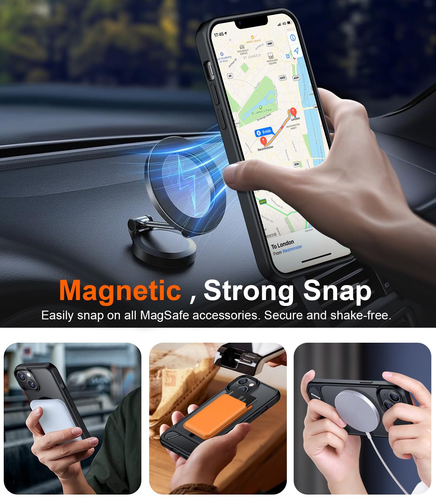 Temdan Magnetic Compatible with iPhone 14 Case/iPhone 13 Case,[Built-in Invisible Kickstand][Compatible with MagSafe][Military Grade Shockproof] Slim Translucent Matte Phone Case for iPhone 14/13 6.1