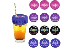 12pcs Universal Drink Lids, Drink Covers Scrunchie for Alcohol Protection Women's Drink Protectors with Straw Holes Polyester
