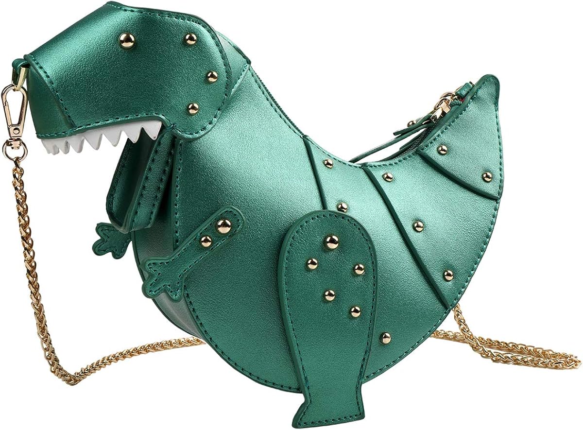 DUSUN Women Messenger Bags Dinosaur Shape PU Leather Rivet Chain Crossbody Shoulder Bag Girl