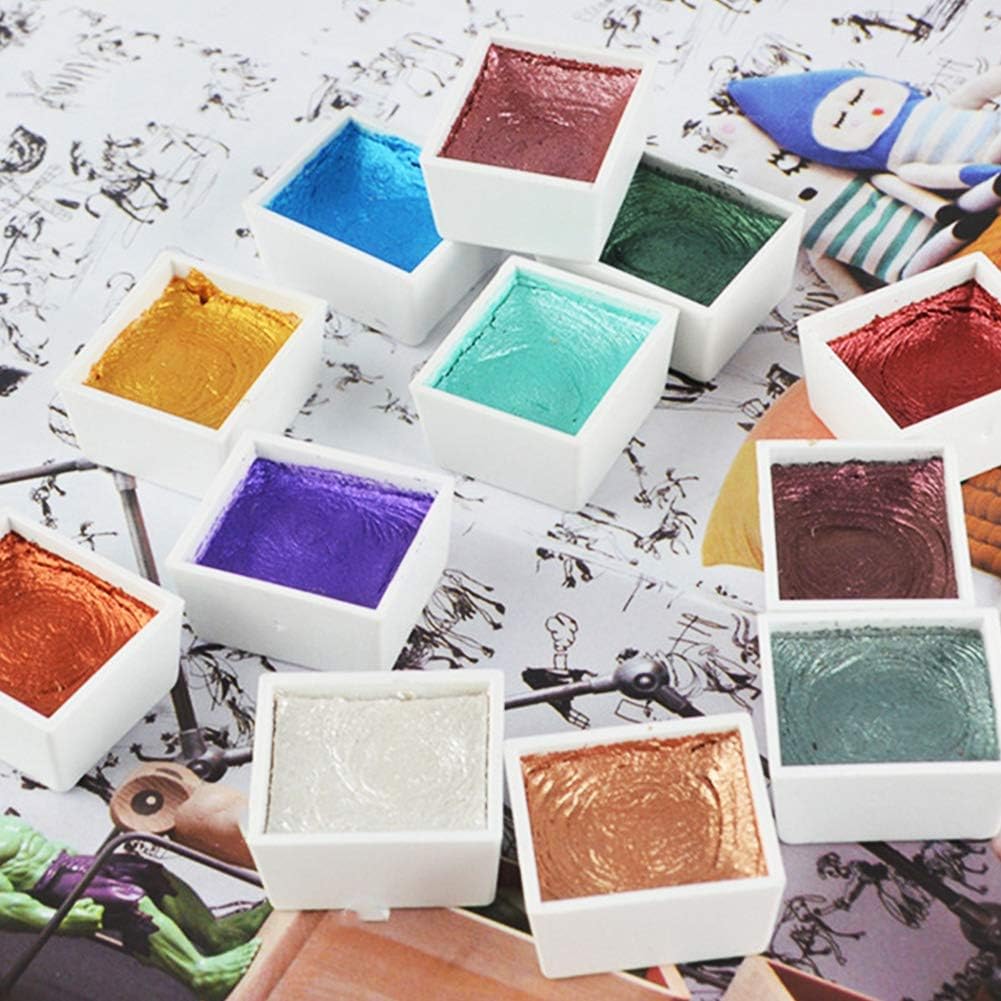 Urstory1 Watercolour Paint Set, 12 Colors Professional Watercolor Kit, Metallic Glitter Art Supplies For Artists - Image 3