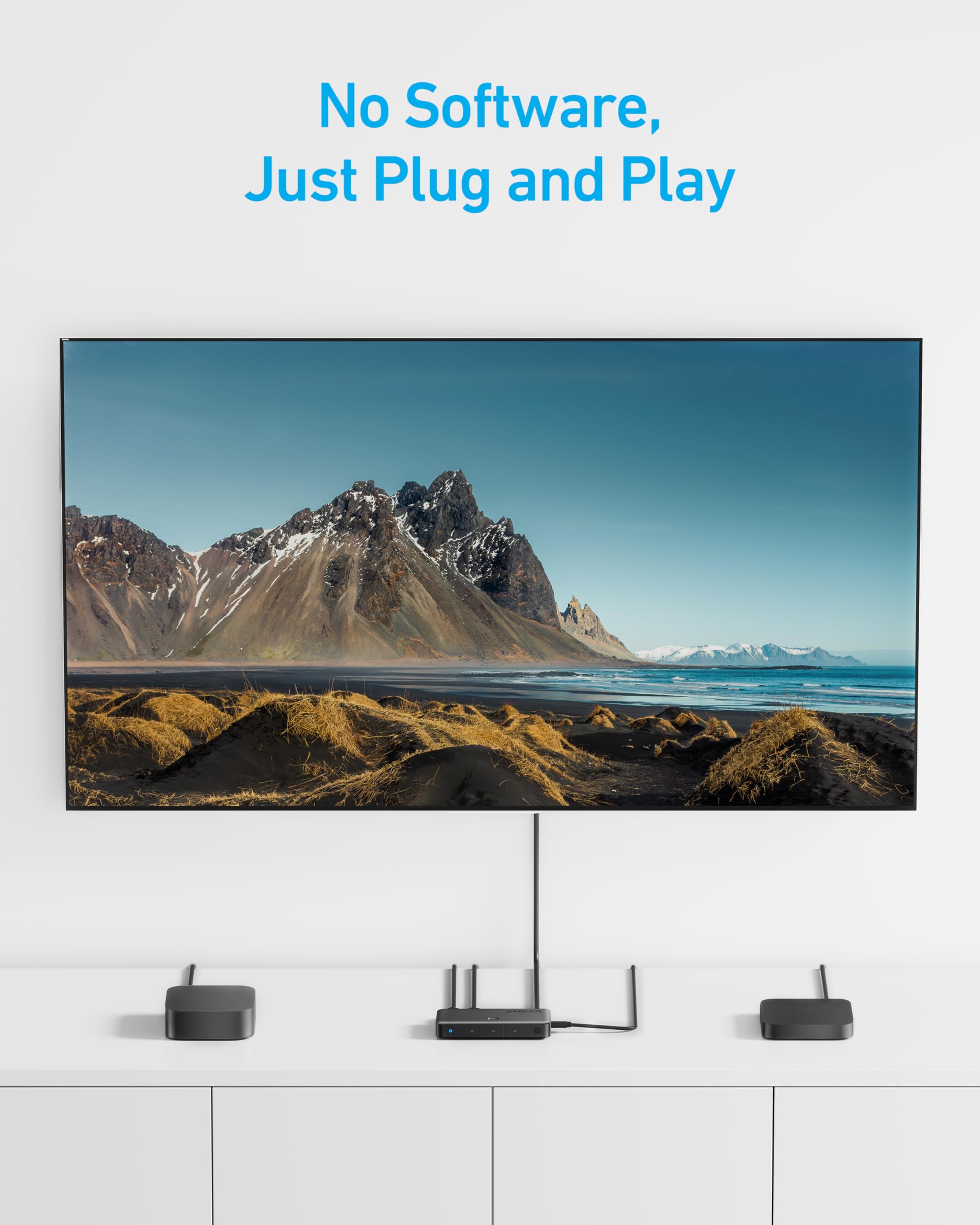 Anker HDMI Switch, 4K@60Hz HDMI Switcher, 4 in 1 Out with Smooth Finish, Supports HDR, 3D, Dolby, DTS, Compatible with Laptops, PC, Xbox, Projector (Charger and Remote Control Batteries Not Included)