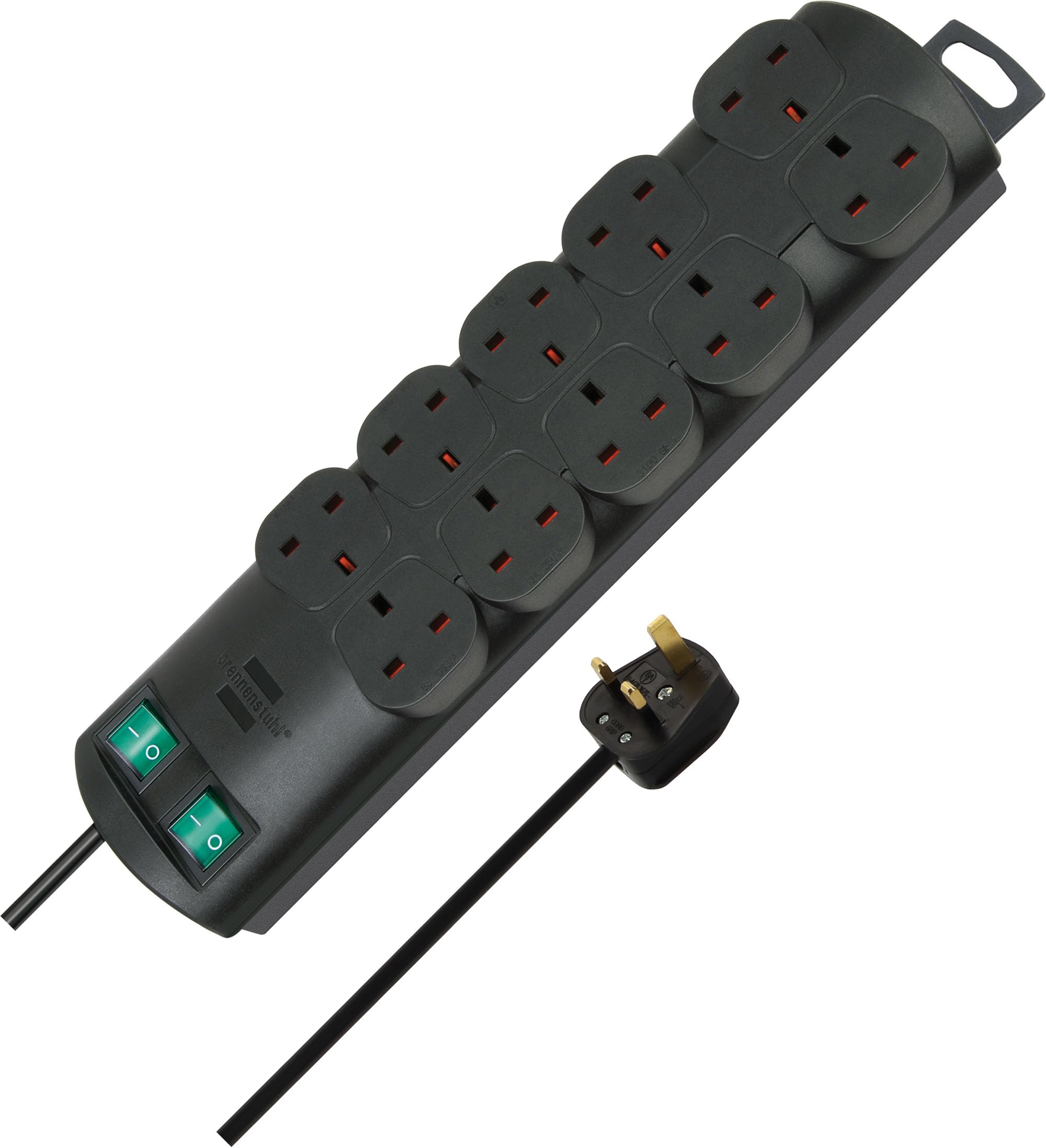 Brennenstuhl Primera-Line 10-way Extension Lead (Power strip with 2 switches for 5 sockets each and 2m cable) Black