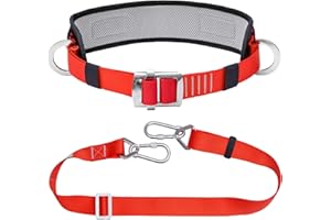 HandAcc climbing Safety Belt with Padded Waist Pad and Adjustable Lanyard, Climbing Lanyard Fall Arrest Kit, Ladder Belt, Tree Climbing Belt, Safety Lanyard Fall Protection