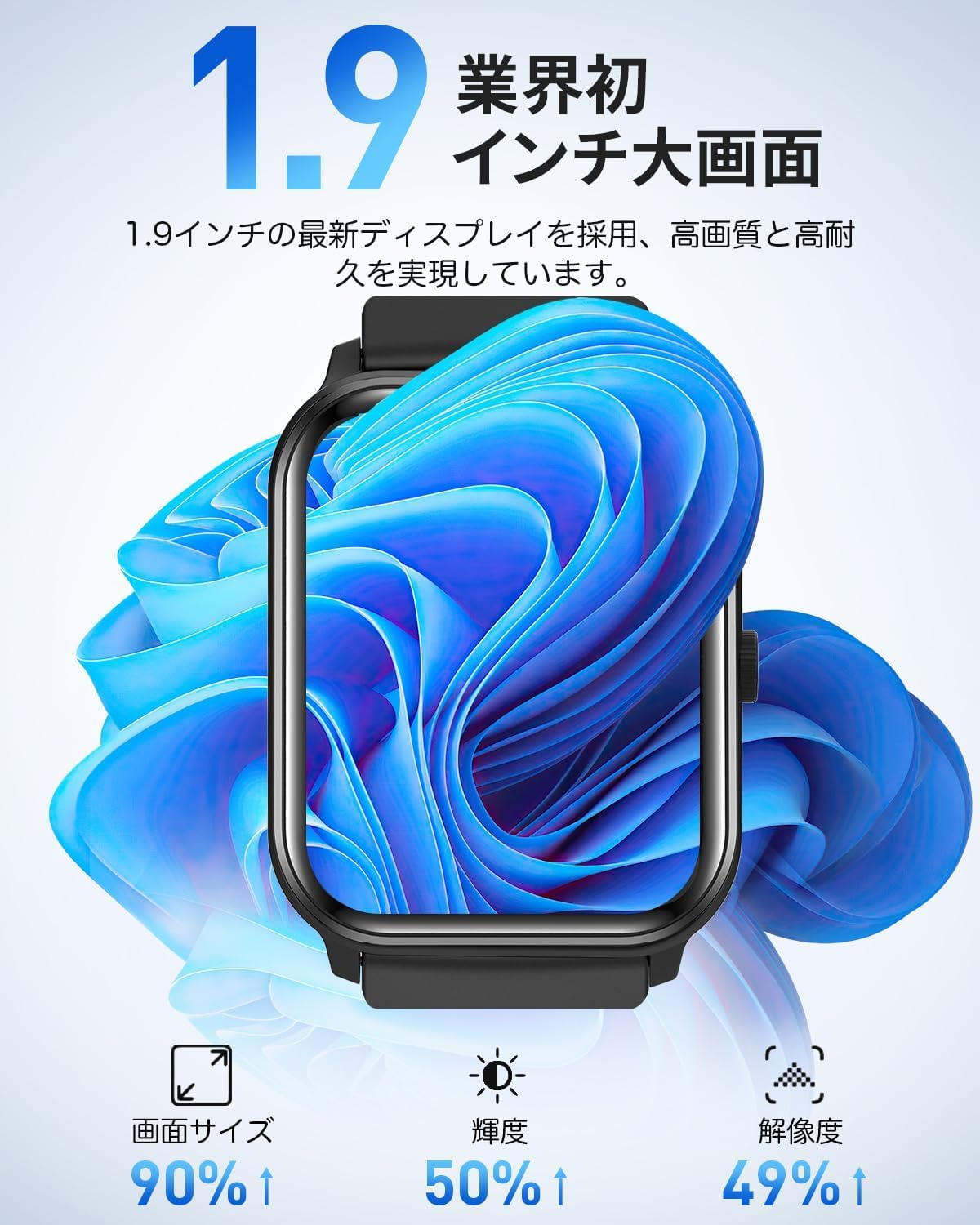 Smart Watch (2025 Improved Model & Added SOS Functions) 1.9-inch Large Screen, Bluetooth 5.3, Call Function, iPhone Compatible, Android Compatible, Activity Meter, Pedometer, Wristwatch, Sports Watch