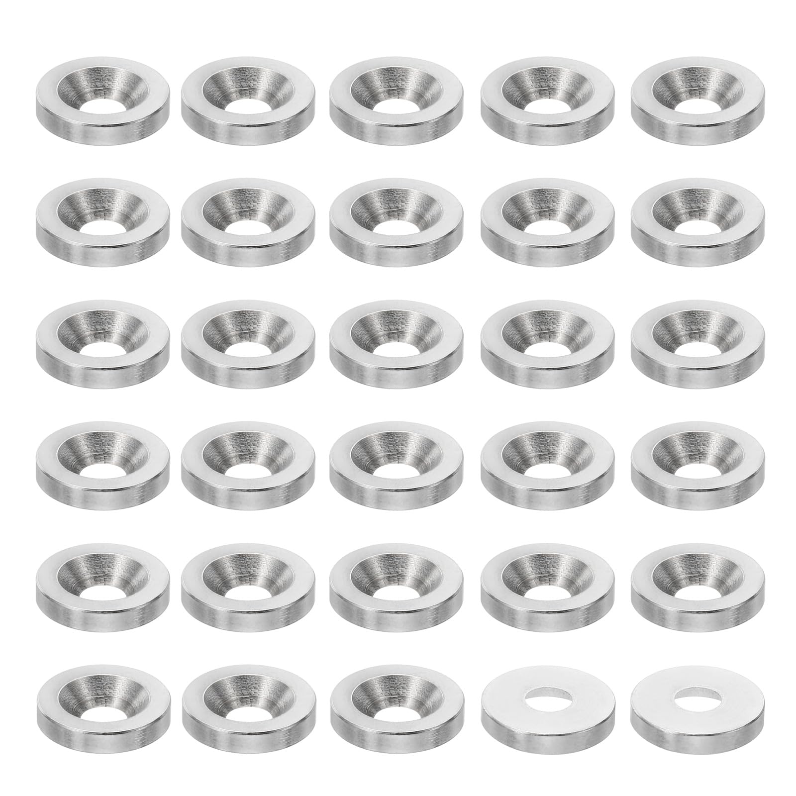 PATIKIL M5 Finish Countersunk Washer, 30pcs 16mm Dia. 3mm Tall Solid 304 Stainless Steel CNC Cup Washer Flat Screw Head Gasket for Constructions