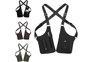 Double Shoulder Armpit Bag,Premium Leather Shoulder Bag,Vintage Waterproof Armpit Vest Bag for Men