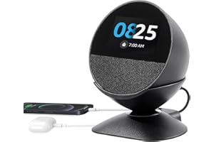 Dianves Stand for Echo Spot (2024 Release) and Homepod Mini Adjustable Stand Smartphones & More with USB-C and USB-A Charging Ports 280 Degree Rotating Base and Anti-Slip Silicone Pad