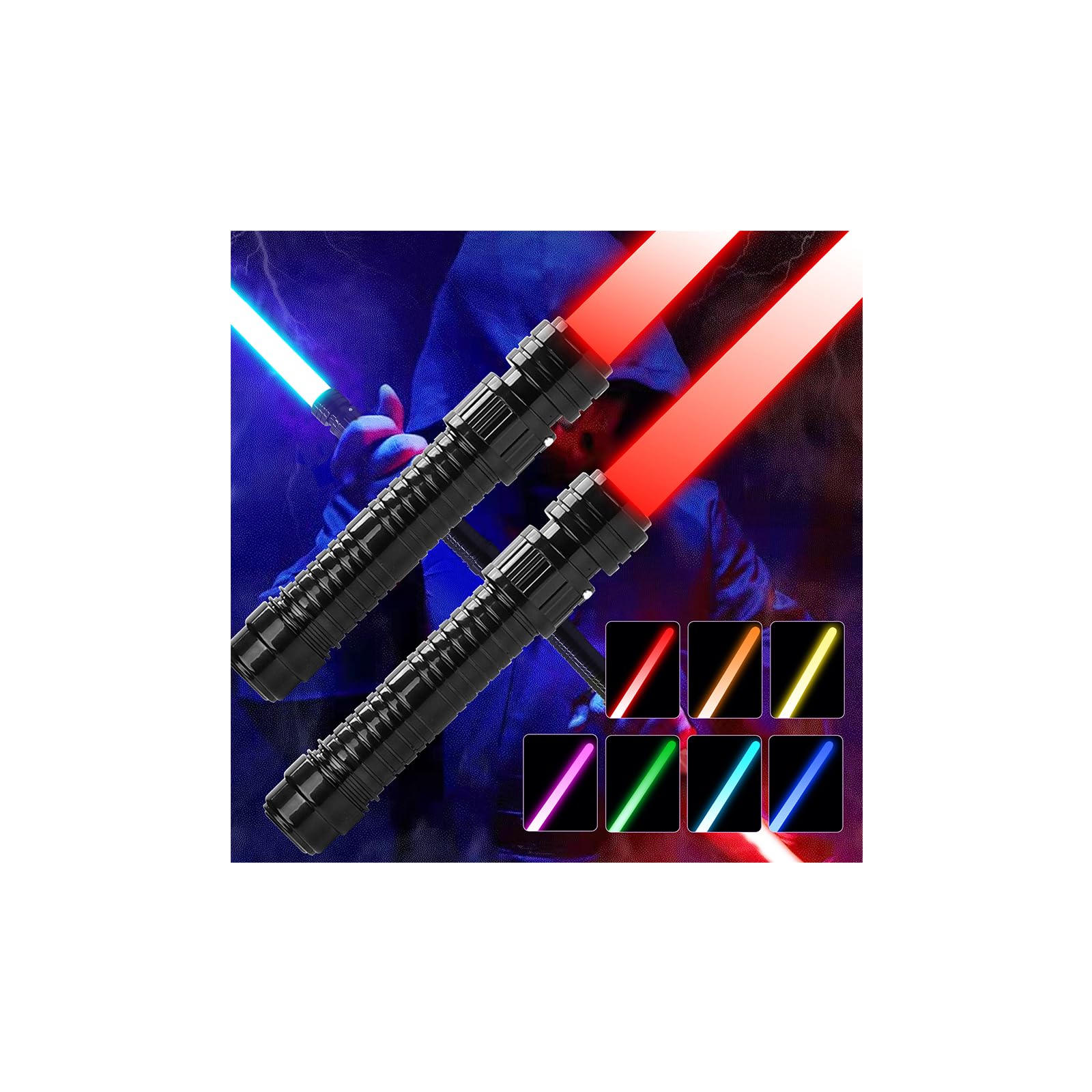 Photo 1 of Swords Saber for Kids,2 pack 7 colors Expandable Light Swords Toys with FX Sound(Motion Sensitive) and Realistic Handle,Halloween Dress Up Parties, Xmas Present, Galaxy Fighters and Warriors