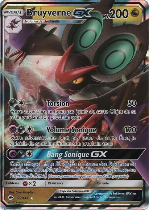 Carte Pokémon Bruyverne Gx 200 Pv 99147 Sl3 Ultra Rare
