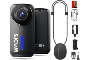 SJCAM C110Plus 4K POV Camera,64GB Mini POV Body Camera,170° FOV,6-Axis Stabilization, Waterproof,Wearable Action Camera for V