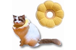 Pawcratean Adjustable Comfy Flower Style Elizabeth Collar for Cats Puppies Soft Recovery Cone Pet Protective Neck Collar (Yellow, Small)