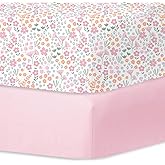 Little Grape Land Crib Sheets 2 Pack, Microfiber Fitted Crib Sheet for Standard Crib Mattress 52"x28"x8", Soft and Neutral Baby Crib Sheets for Boys and Girls, Breathable & Easy Care, Petal Meadow