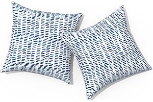 TWLEAR Outdoor Pillows for Patio Furniture 16x16 inch, Square Outdoor Throw Pillows with Inserts, Decorative Patio Pillows for Garden Couch Home Sofa Office Chair, Pack of 2, Pebble Blue