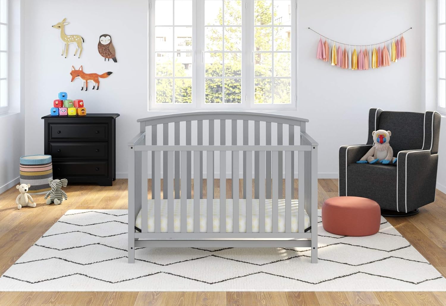 graco freeport 4 in 1 convertible crib pebble gray
