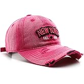 New York Hat Vintage Distressed Dad Hat Ripped Unstructured Low Profile Baseball Cap for Men & Women