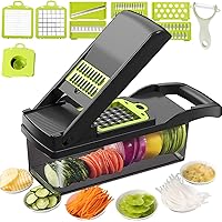 12 in 1 Vegetable Chopper, Heavy Duty Mandoline Slicer Potato Onion Chopper Food Chopper Veggie Chopper with Container…