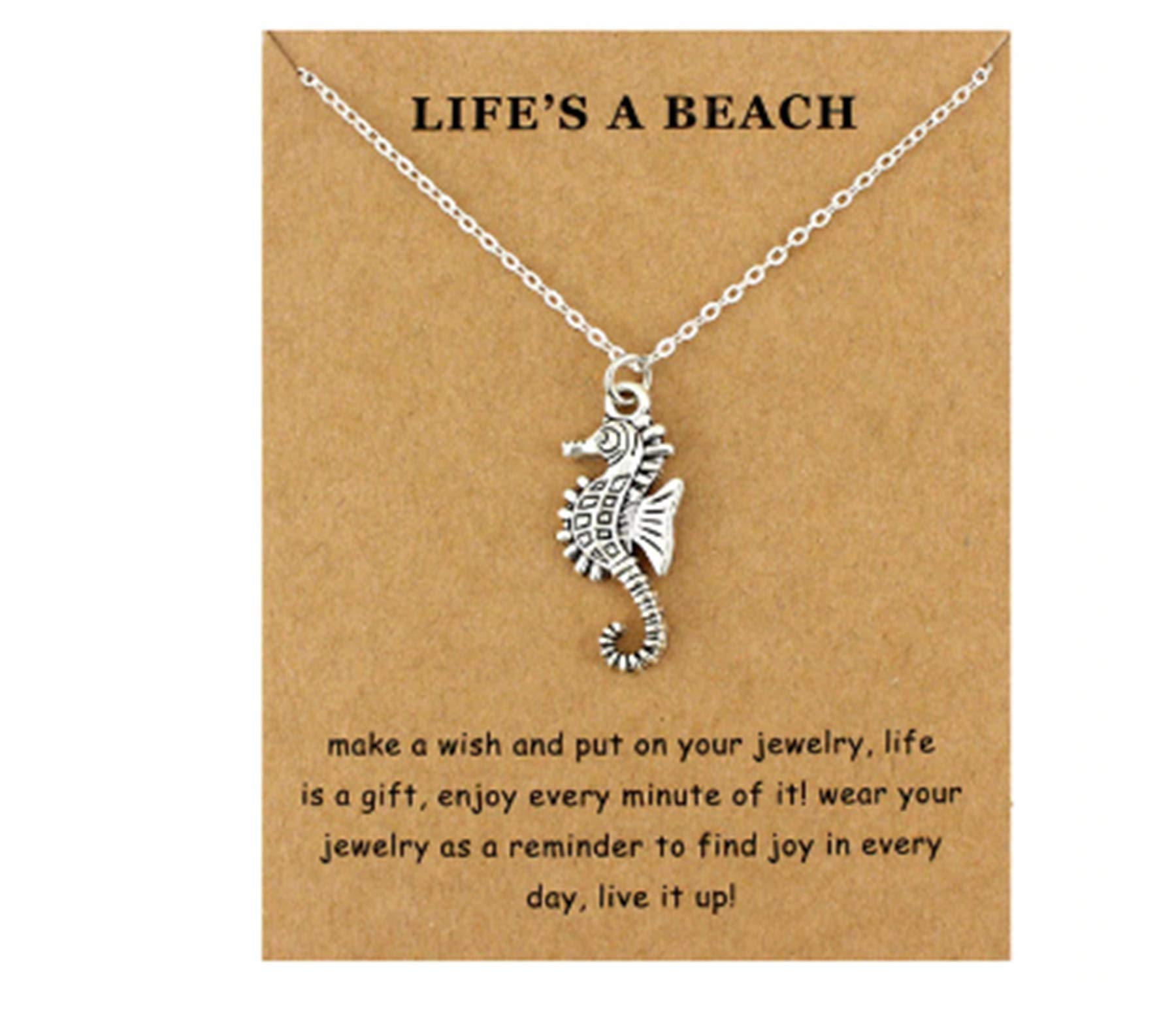 CrownOfRibbons Seahorse Necklace for Women, Pendant and Chain in a Jewellery Bag