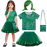ADREIT Kids Disgust Costume Joy Costume Rainbow Tutu Dress Set for Girls Movie Cosplay Halloween Outfits with Wig