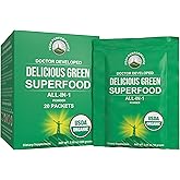 Peak Performance Organic Greens Superfood Powder Single Serve Travel Packets. Best Tasting Organic Green Juice Super Food with 25+ All Natural Ingredients for Max Energy. (20 Pack)