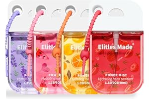 Elitles Made Hand Sanitizer Spray, 4Pack Spray Hand Sanitizer Travel Size With Cute Keychain, Scented Power Mist Hydrating for Kids Christmas Gifts,1.35FL.OZ (Watermelon,Citrus,Strawberry,Lavender