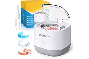 Exluvon Ultrasonic Retainer Cleaner 45kHz, 250ML Portable Ultrasonic Cleaner, Professional Retainer Cleaner Machine for Dentures, Mouth Guard, Aligner and Jewelry