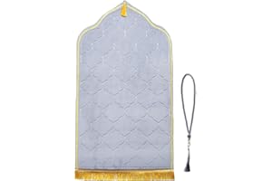 SITROASHO Muslim Prayer Rug with Tasbih Prayer Beads, Flannel Islamic Prayer Matt Turkish Praying Carpet Large Size Area Rugs Ottoman Blankets Ramadan Gift for Men Women