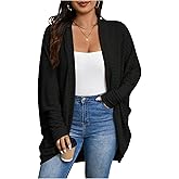 SweatyRocks Women's Plus Size Oversized Cardigans Open Front Dolman Long Sleeve Ribbed Cardigan Sweaters