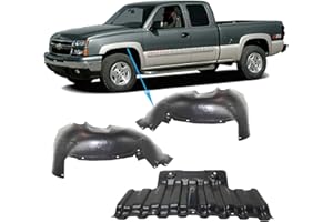 AUTOELEMENTS New Splash Shield Engine Under Cover + Wheelhouse Inner Fender Liners Left+ Right Side for 1999-2006 Chevrolet Silverado/GMC Sierra 1500 Light Duty Direct Replacement 15095669 22781372