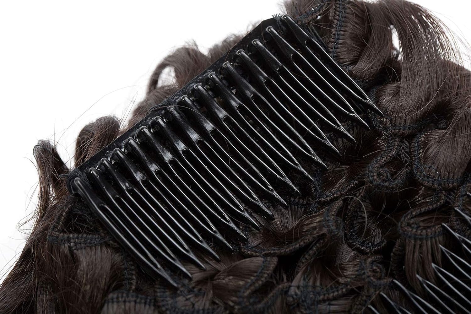 Short Combs Messy Curly Wavy Hair Extensions Bun Piece Up Do Drawstring Ponytail Clip in Comb Hair Extensions Chignon Medium Brown - Image 3