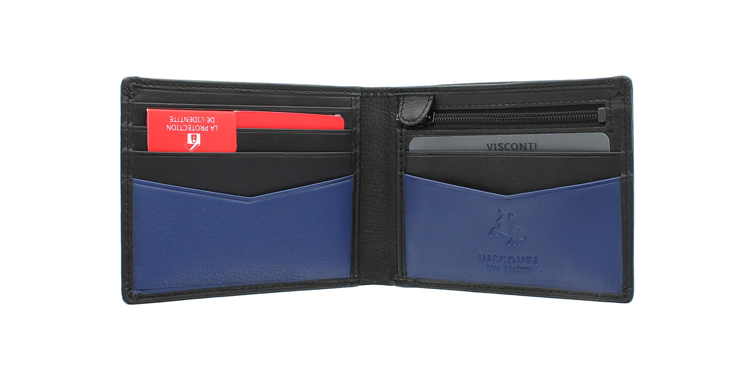 Visconti Slim Collection Sword Leather Wallet with RFID Protection VSL20 Black/Cobalt