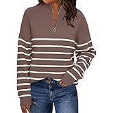 LILLUSORY Women's Quarter Zip Striped Oversized Sweater 2026 Mock Turtleneck Fall Fashion Outfit