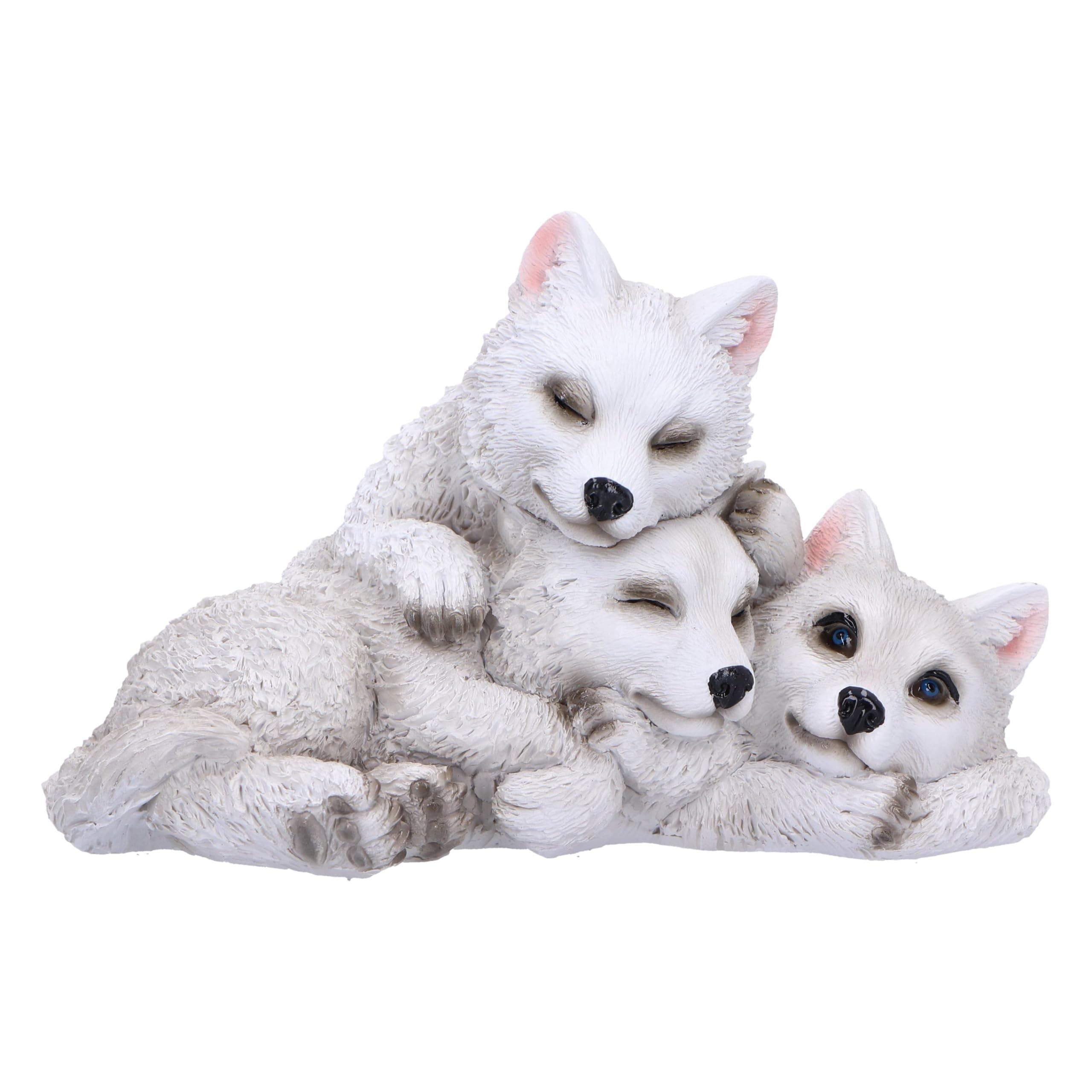 Nemesis Now Sleepy Wolf Pups Figurine 14cm, Resin, White, Three Baby Wolves Figure, White Wolves Trio Ornament, Collectable Wolf Giftware, Cast in the Finest Resin, Expertly Hand-Painted