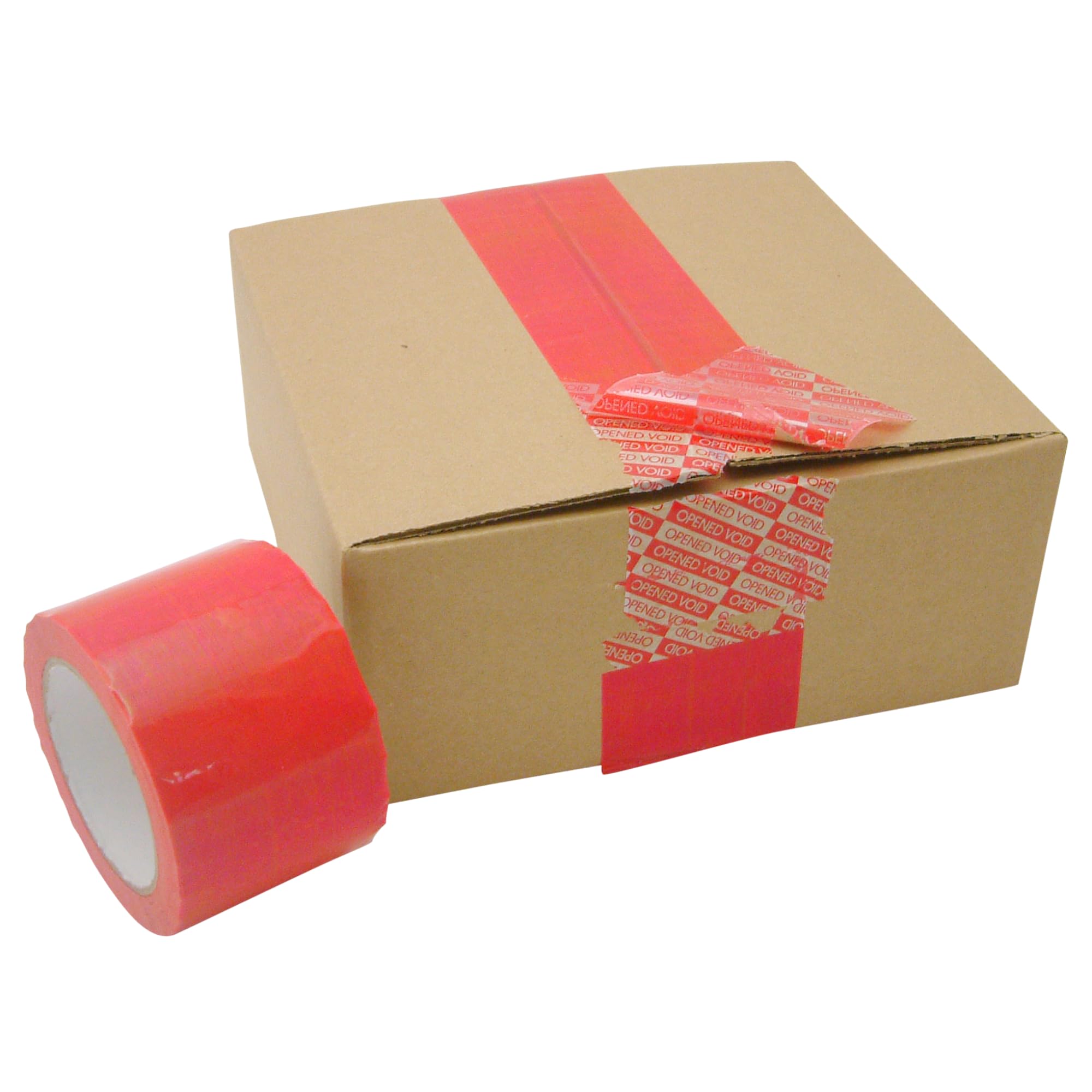 JVCC TEV-ST Tamper Evident Carton Sealing Tape: 3 in. x 55 yds. (Solid Red with "OPENED VOID" message if removed)