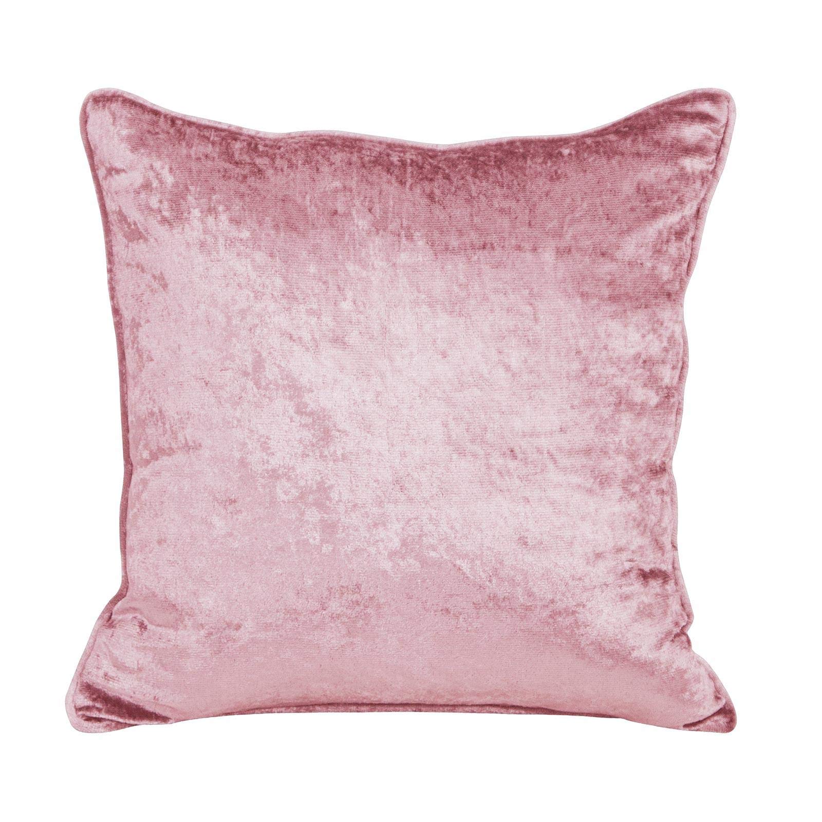 HOMESCAPES Pink Crushed Velvet Cushion Cover 45 x 45 cm Square Modern Scatter Cushion Sofa Bed
