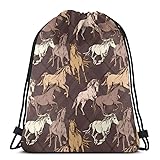 Brown Horse Unisex Drawstring Backpack Bag Sport