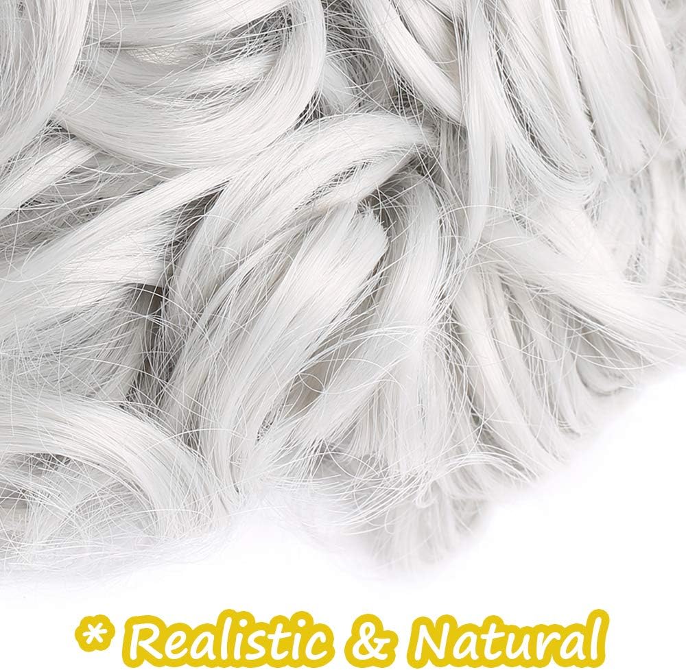 Silk-co Combs Hairpieces Hair Bun Scrunchy Scrunchie Updo Clip in Chignon Short Messy Curly Wavy Hair Extensions # Silver Grey - Image 5