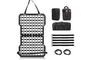 MAIKER OFF ROAD MAIKER Rigid Molle Panels for Vehicles Truck Mount Rack Tactical Seat Back Organizer Versatile Panel with 3 Storage Bag & 5 Hook and Loop Fasteners & 2 Elastic Rope for Storage Gears Accessories